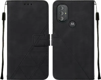 Produktbild von Moto G Power 2022 Hülle, Schlank Prägung Flip Leder Kartenfächer Schutzhülle mit Ständer für Motorola Moto G Power 2022 Schwarz
