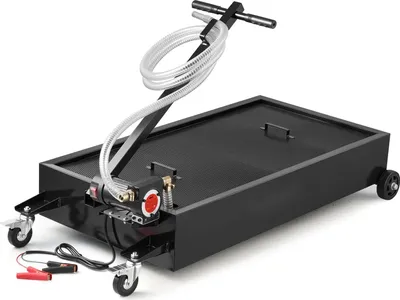 Image de Bidon de vidange d'huile - Bac de récupération d'huile - Pompe électrique - Capacité 75 L - Profil bas - Tuyau de 2,2 m - Pour voiture, SUV, camion, moto, quad - Métal