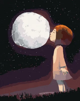 Produktbild von Zuty - Malen nach Zahlen - EIN MÄDCHEN, DAS DEN MOND KÜSST, 40x50 cm, ohne Keilrahmen