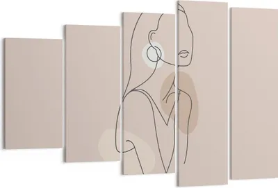 Produktbild von Bild auf Leinwand - Leinwandbild - 5 Teile - Stück Linie Frau - 150x100cm - Wand Bild - Wanddeko - Wandbilder - Leinwanddruck - Bilder - Wanddekoration - Leinwand bilder - Wandbild - EG150x100-4766