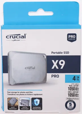 Obrázok produktu pre Prenosný pevný disk SSD Crucial X9 Pro 4 TB s rýchlosťou čítania/zápisu až 1050 MB/s