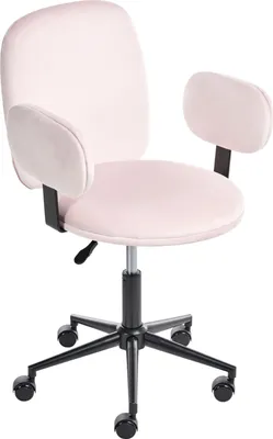 Produktbild von BELIANI Bürostuhl Pastellrosa Samt-Stoffbezug Höhenverstellbar Drehbar mit Sicherheitsrollen Armlehnen hohe Rückenlehne für Home Office Büro