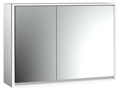 Image de emco loft Armoire de toilette avec éclairage, 1000mm, 2 portes, modèle apparent, aluminium/miroir, 979805114
