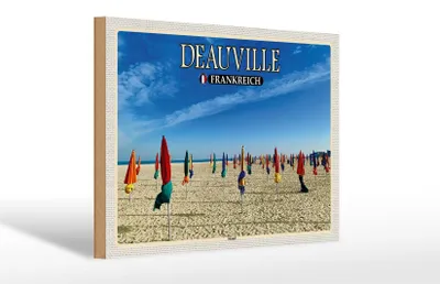 Produktbild von Holzschild Reise 30x20cm Deauville Frankreich Strand Meer Urlaub