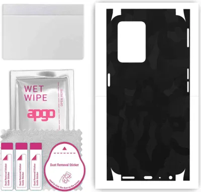 Produktbild von apgo Rückseite + Seiten Schutzfolie, Skin, kompatibel mit OnePlus Nord CE 2 Lite, Hinten Displayschutzfolie aus Vinylfolie, kratzfest, einfache Montage - Schwarzes Tarnmuster