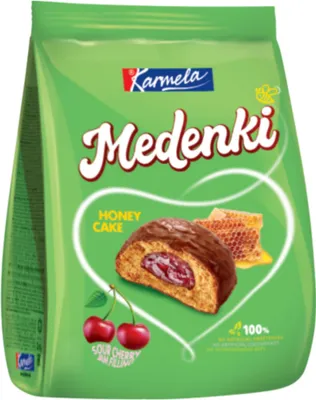 Zdjęcie produktu dla Karmela Medenki Pierniki z Nadzieniem Wiśniowym w Polewie Kakaowej 160g