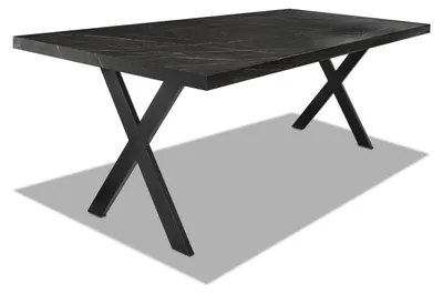 Immagine prodotto di Tavolo da pranzo in legno e metallo con piedi a X neri - 220x100 cm
