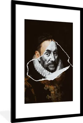 Produktbild von MuchoWow® Gerahmtes Poster Wilhelm von Oranien - Adriaen Thomasz - Schwarz - Weiß 60x90 cm - Poster mit Schwarzem Bilderrahmen Wandposter Rahmen Foto Bilder - Dekoration - Wandposter Wohnzimmer - Hochwertig