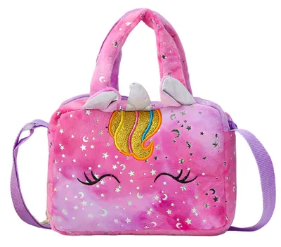 Produktbild von Plüschhandtasche mit Fell – dunkelrosa/Einhorn