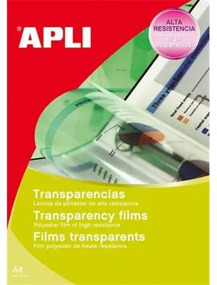 Productafbeelding van APLI 01062, Transparant, Geschikt voor laser- en inktprinters, Formaat 210 x 297 mm, 1 stuk, 100 stuks, 100 vel