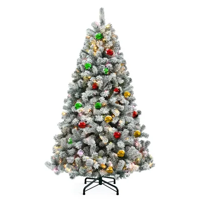 Produktbild von 228cm Künstlicher Weihnachtsbaum mit Schnee inkl. 1346 Spitzen  und 550 LED Beleuchtung, Tannenbaum mit Metallständer