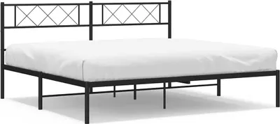 Produktbild von vidaXL Bettgestell mit Kopfteil Metall Schwarz 193x203 cm
