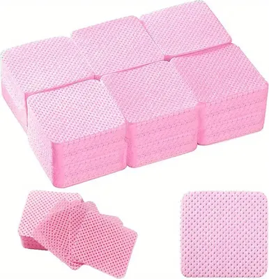 Produktbild von 300 Stück Fusselfreie Nageltücher, nail cleaner Pads für Gelnägel und Nagellackentfernung, wattepads in Rosa