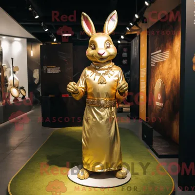 Produktbild von Maskottchenkostüm REDBROKOLY Goldener Hase mit Maxirock und Fußkettchen