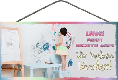 Produktbild von Türschild, Wir haben Kinder, 25 cm, Holzschild Spruchschild, Eltern Geschenkidee