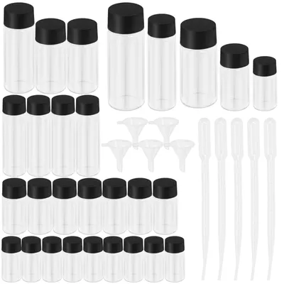 Glasflaschen-Set 38 Stück, 5–30 ml, transparent, mit Deckel & Pipetten