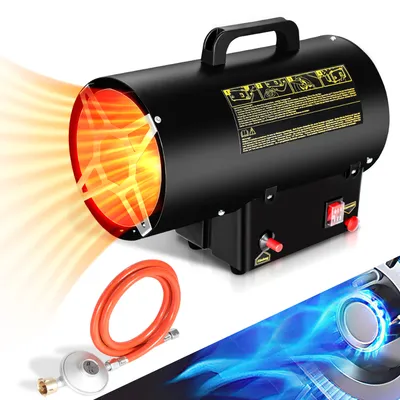 Produktbild von Jopassy Gasheizgebläse Gasheizer Heizgerät Heizlüfter Bauheizer 10kW Bautrockner, 15000 W, Überhitzungsschutz für 150㎡ Werkstätten, Straßenbrücken, Eisenbahnflughäfen Maschinenwartung Industrieanlagen