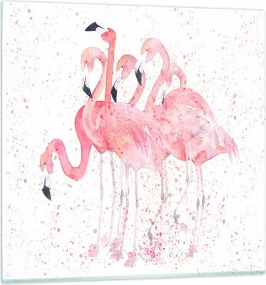 Produktbild von Bilder auf glas - Flamingo Vogel Wasser - 70x70cm - Glasbilder - Wandbilder - Kunstdruck - zum Aufhängen bereit - Wanddekoration aus Glas - Glas Bilder - Wandbild auf Glas - Einteilig - GAC70x70-3899