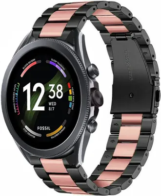 Produktbild von Strap-it Stahlarmband - Kompatibel mit Fossil Gen 6Armband 44mm Fossil uhrenarmband Fossil ersatzarmband Edelstahl für Smartwatch 22mm Armband Schwarz22mm