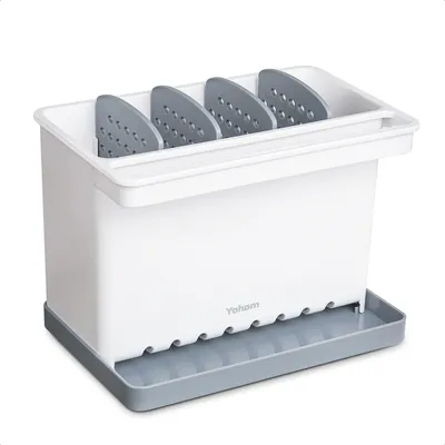 Spülbecken-Organizer mit Abtropfschale, 3-in-1, grau