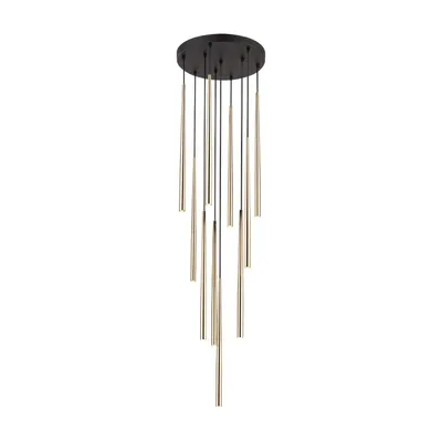 Produktbild von Pendelleuchte Metall G9 35 cm breit H: max. 140 cm in Schwarz Gold Modern