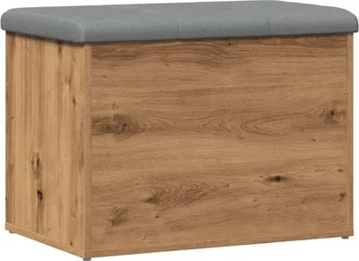 A storage bench with a padded top.