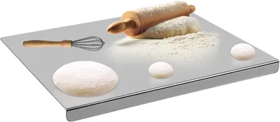 Produktbild von Schneidebrett aus Edelstahl, 30 x 40 cm, robustes Küchenschneidebrett zum Kochen, Brotbacken, für die Gastronomie, zum Kneten von Fleisch und Gemüse, für die Küchentheke.
