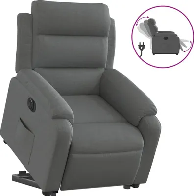 Produktbild von vidaXL Relaxsessel mit Aufstehhilfe Elektrisch Dunkelgrau Stoff