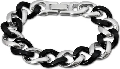 Produktbild von Amello Armband Edelstahl Keramik Panzer silber schwarz Damen Schmuck ESAX18S0
