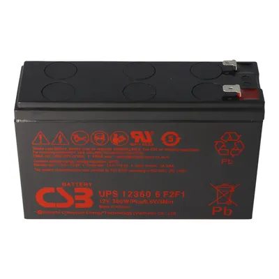 Zdjęcie produktu dla CSB-UPS123606 Akumulator kwasowo-ołowiowy 12 V 7 Ah AGM 360 Wh, 151 x 51 x 98,3 mm Faston 4,8 i 6,3 mm odporny na wysokie natężenie prądu