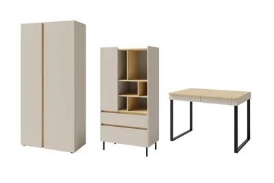 Produktbild von JUGENDZIMMER-SET LIBU B 3-teilig in Sandbeige / Geölte Eiche