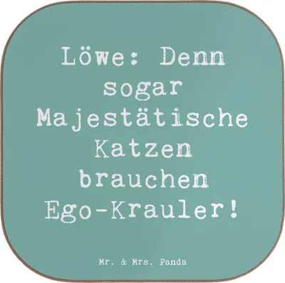 Produktbild von Mr. & Mrs. Panda Tischuntersetzer Spruch Majestätischer Löwe - Meeresbrise - Geschenk, Tassen Untersetzer, Majestätisch, gläseruntersetzer, Tierkreiszeichen, Horoskop