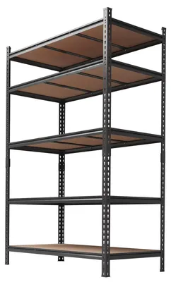 Image de Étagère de rangement - 5 niveaux - Structure métallique robuste - Étagères à hauteur réglable - Idéale pour le garage - Dimensions : 122 x 61 x 183 cm - Couleur : noir