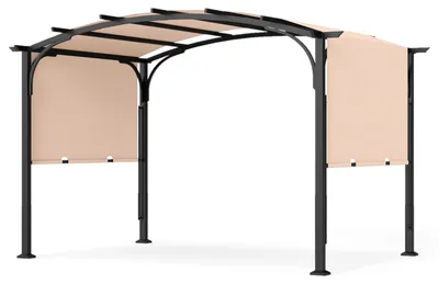 Obrázek produktu pro Pergola COSTWAY, altán 3 x 2,4 m s posuvnou střechou, zahradní altán s ochranou proti slunci, ocelový rám, zastřešení terasy