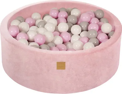 Produktbild von MeowBaby Puderrosen Bällebad rund 90x30cm, bälle: Weiß/Grau/Pastellrosa