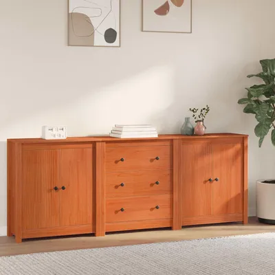 Image de vidaXL, meuble de rangement, 3 pièces, couleur marron cire, 210 x 35 x 80 cm