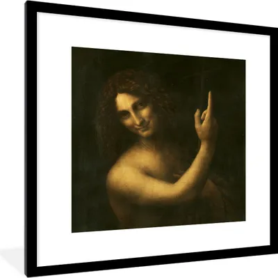 Produktbild von MuchoWow® MuchoWow® Gerahmtes Poster Johannes der Täufer - Leonardo da Vinci 40x40 cm - Poster mit zchwarzem Bilderrahmen - Poster - Plakat im Rahmen