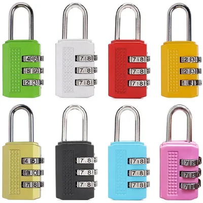 Produktbild von 8 Stück Zahlenschloss 3-stellig Kombinationsschloss Gepäckschloss Kofferschloss 8 Farben Zinklegierung