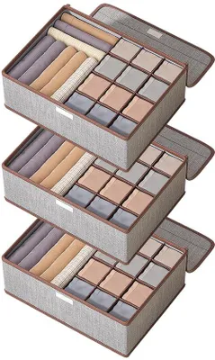 Immagine prodotto di Cassettiere chiuse, da 3 cassetti, da 13 cassetti, pieghevoli, per camera da letto e armadio, da 3 cassetti, da 13 cassetti, grigi