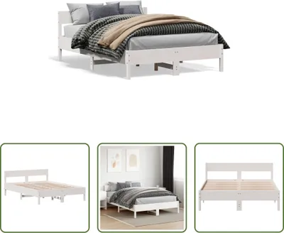 Produktbild von The Living Store Massivholzbett ohne Matratze Weiß 160x200 Kiefernholz