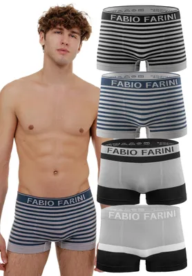 Produktbild von Fabio Farini - 4 Stück Herren Unterhosen - Männer Retroshorts aus weicher Microfaser im sportlichen Look mit Logoschriftzug