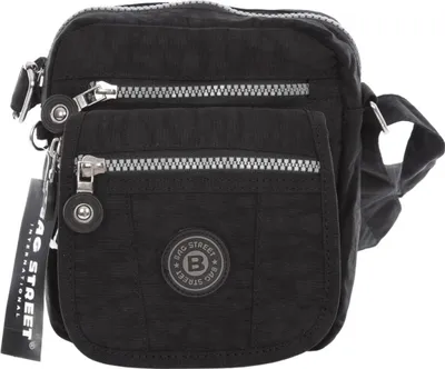 Produktbild von Bag Street Kleine Damentasche Leicht Crinkle Nylon Umhängetasche Schwarz
