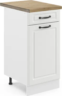 Produktbild von Küchenunterschrank Vicco R-Line Weiß Landhaus 40 cm , AP Eiche, Model 45450