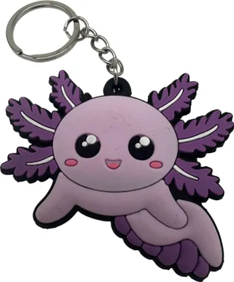 Produktbild von Schlüsselanhänger Mini Anhänger Geschenk Cartoon Schlüsselanhänger 6 cm Silikon Schlüsselanhänger für Handyhülle Charme Rucksack Geschenk Schlüsselanhänger Kawaii Kuties Axolotl lila