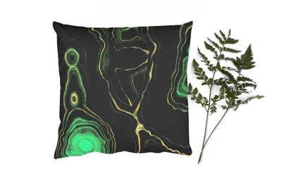 Produktbild von MuchoWow® Zierkissen Sofakissen Wohnzimmer Dekokissen 40x40 cm Gold - Grün - Achatstein - Geode - Marmor - Foto Kissen - Schlafzimmer Dekoration