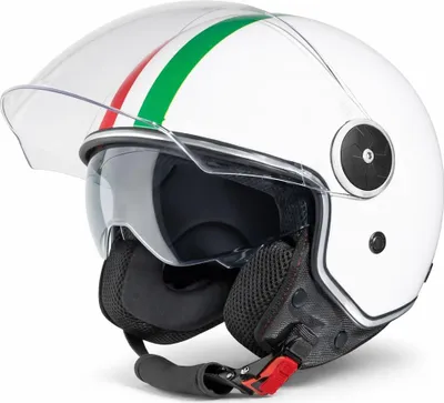 Immagine prodotto di Casco jet VINZ Neiva con doppia visiera | Casco scooter con bandiera italiana e visiera parasole | Nelle taglie XS-XXL |  22.06 | Casco moto con visiera | Molti colori disponibili - Bianco | S (55 - 56 cm)
