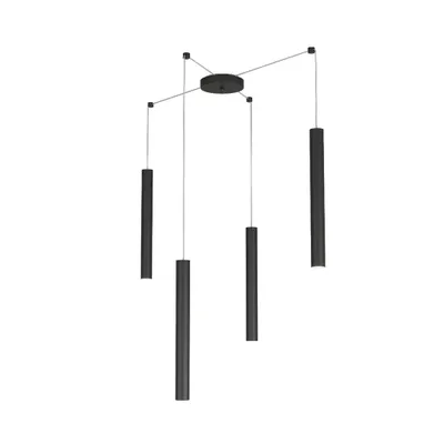 Zdjęcie produktu dla Nowoczesna lampa wisząca okrągła metalowa czarna 4 światła Gu10