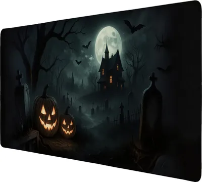 Produktbild von Kürbislaternen Friedhof Schreibtischunterlage 89x40cm XXL Mauspad für Halloween