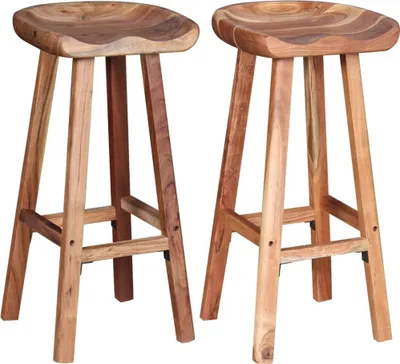 Image de Tabourets de bar lot de 2 bois d'acacia massif