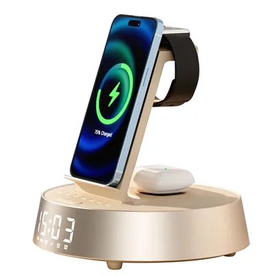 Produktbild von 6-in-1 Wireless Ladegerät mit Radiowecker & Bluetooth-Lautsprecher, für iPhone, Apple Watch & AirPods